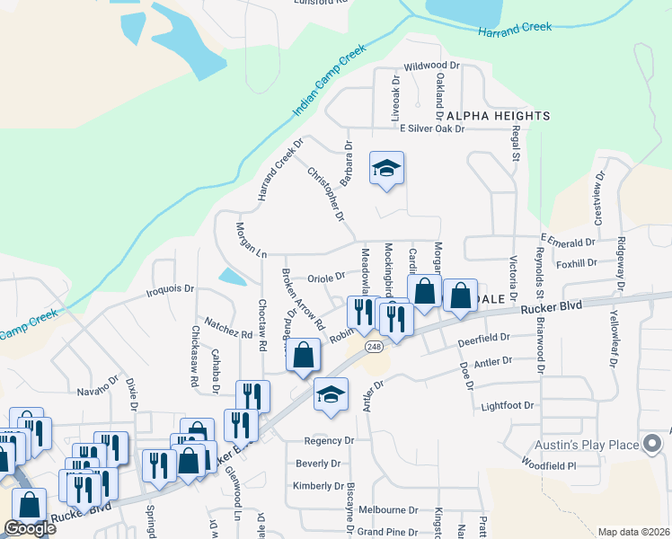 map of restaurants, bars, coffee shops, grocery stores, and more near 106 Oriole Drive in Enterprise