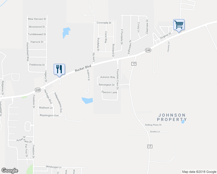 map of restaurants, bars, coffee shops, grocery stores, and more near 107 Remington Drive in Enterprise