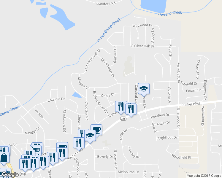 map of restaurants, bars, coffee shops, grocery stores, and more near 605 Morgan Lane in Enterprise