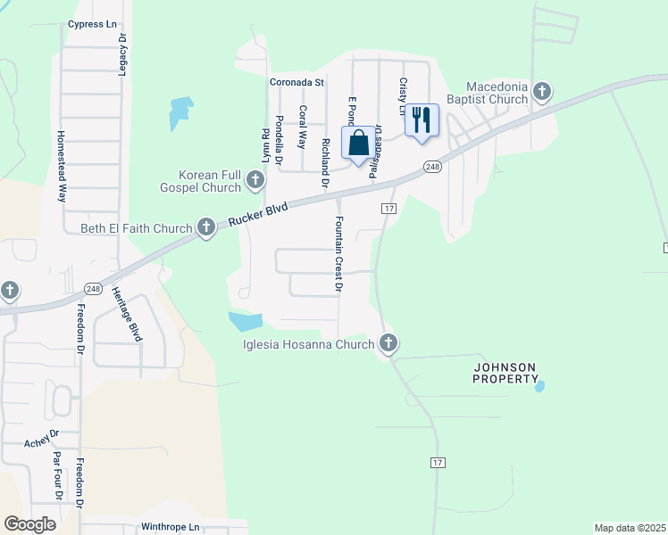 map of restaurants, bars, coffee shops, grocery stores, and more near 200 Fountain Crest Drive in Enterprise
