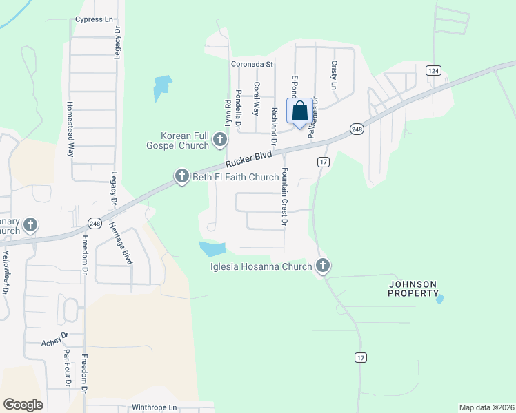 map of restaurants, bars, coffee shops, grocery stores, and more near 108 Remington Drive in Enterprise