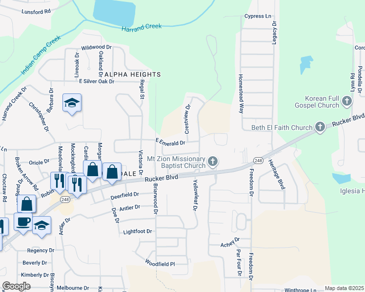map of restaurants, bars, coffee shops, grocery stores, and more near 312 East Emerald Drive in Enterprise