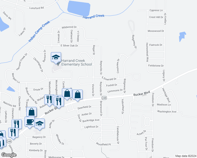 map of restaurants, bars, coffee shops, grocery stores, and more near 102 East Emerald Drive in Enterprise