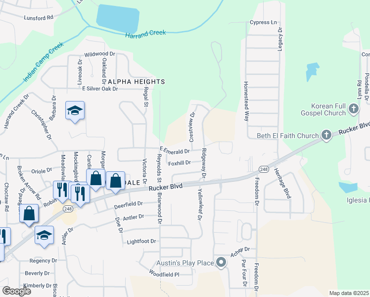 map of restaurants, bars, coffee shops, grocery stores, and more near 309 East Emerald Drive in Enterprise