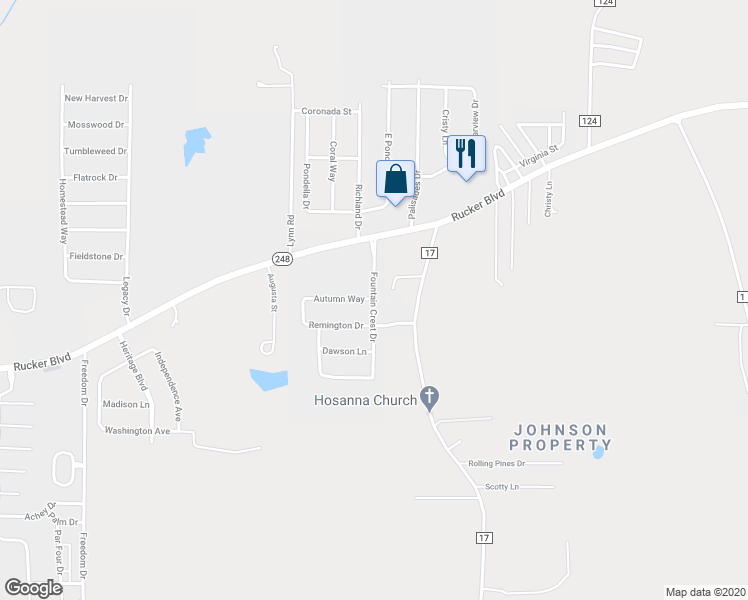 map of restaurants, bars, coffee shops, grocery stores, and more near 203 Fountain Crest Drive in Enterprise
