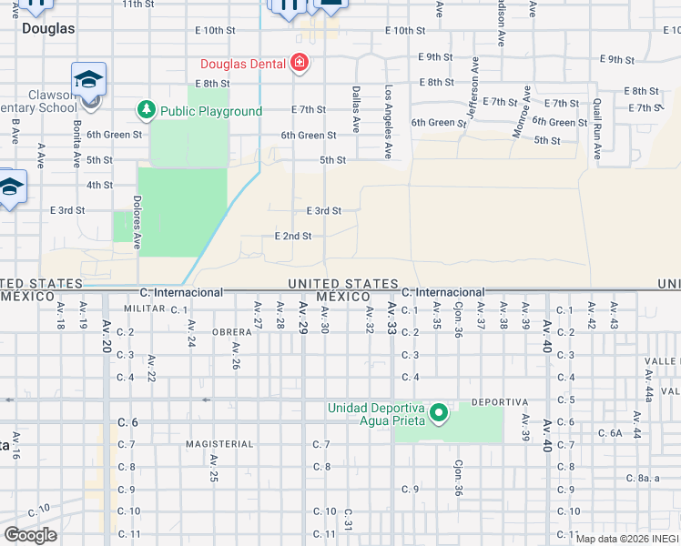 map of restaurants, bars, coffee shops, grocery stores, and more near 1925 1st Street in Douglas
