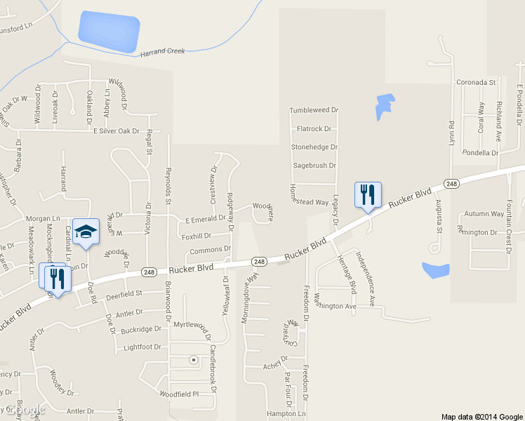 map of restaurants, bars, coffee shops, grocery stores, and more near 112 Woodmere Drive in Enterprise