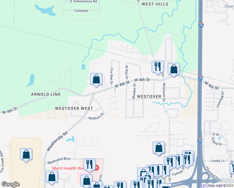 map of restaurants, bars, coffee shops, grocery stores, and more near 103 Silver Point in Hattiesburg