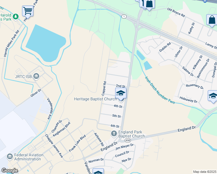 map of restaurants, bars, coffee shops, grocery stores, and more near 6631 2nd Street in Alexandria