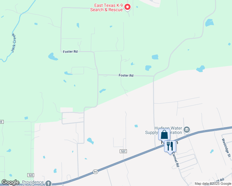 map of restaurants, bars, coffee shops, grocery stores, and more near 373 Foster Road in Lufkin