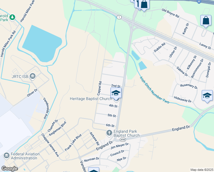 map of restaurants, bars, coffee shops, grocery stores, and more near 6631 2nd Street in Alexandria