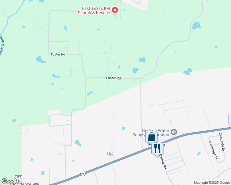 map of restaurants, bars, coffee shops, grocery stores, and more near 373 Foster Road in Lufkin