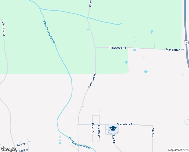 map of restaurants, bars, coffee shops, grocery stores, and more near Pinewood Road in Andalusia