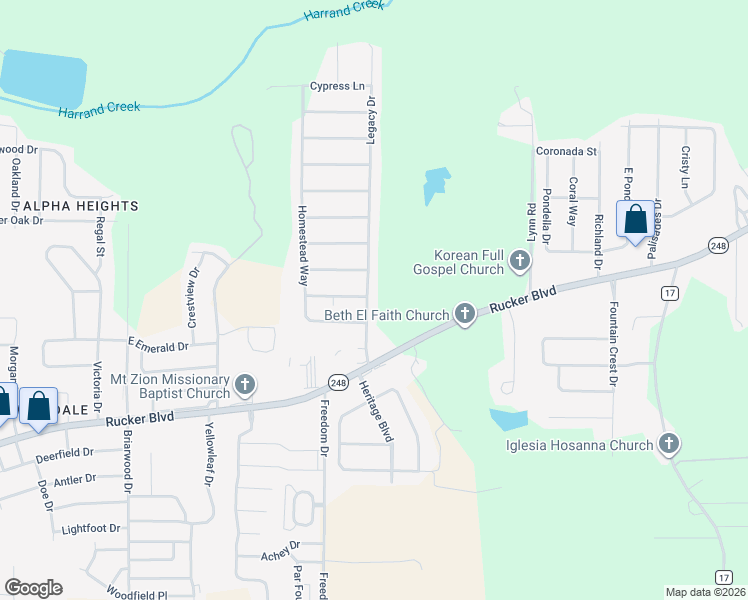 map of restaurants, bars, coffee shops, grocery stores, and more near 208 Legacy Drive in Enterprise