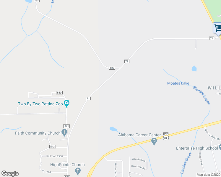 map of restaurants, bars, coffee shops, grocery stores, and more near 2611 Moates Road in Enterprise