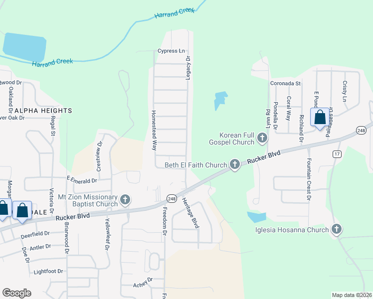 map of restaurants, bars, coffee shops, grocery stores, and more near 208 Legacy Drive in Enterprise