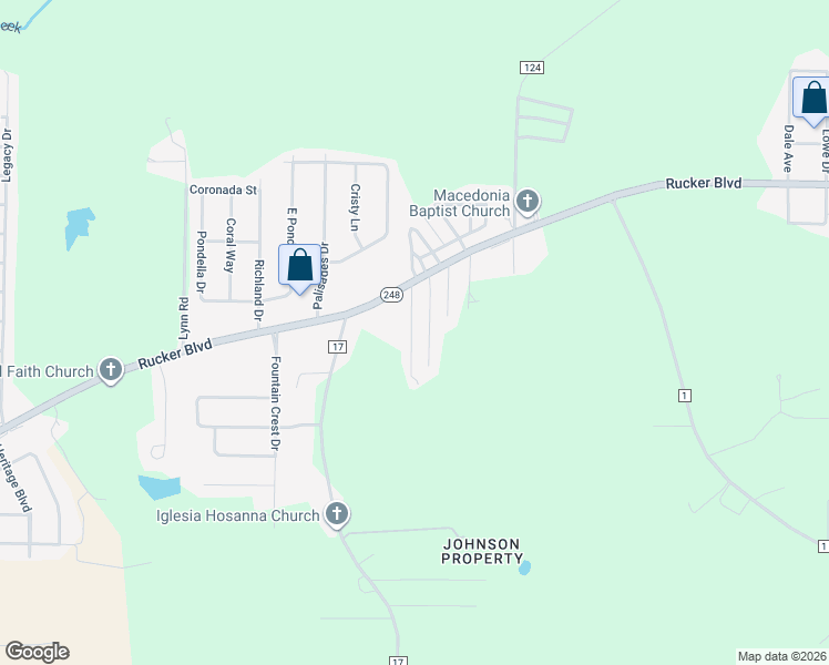 map of restaurants, bars, coffee shops, grocery stores, and more near 104 Christy Lane in Enterprise