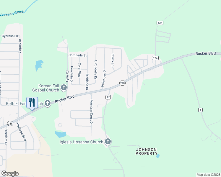 map of restaurants, bars, coffee shops, grocery stores, and more near 3623 Rucker Boulevard in Enterprise