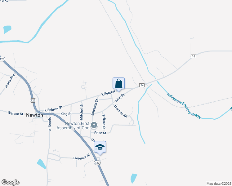map of restaurants, bars, coffee shops, grocery stores, and more near 706 Killebrew Street in Newton