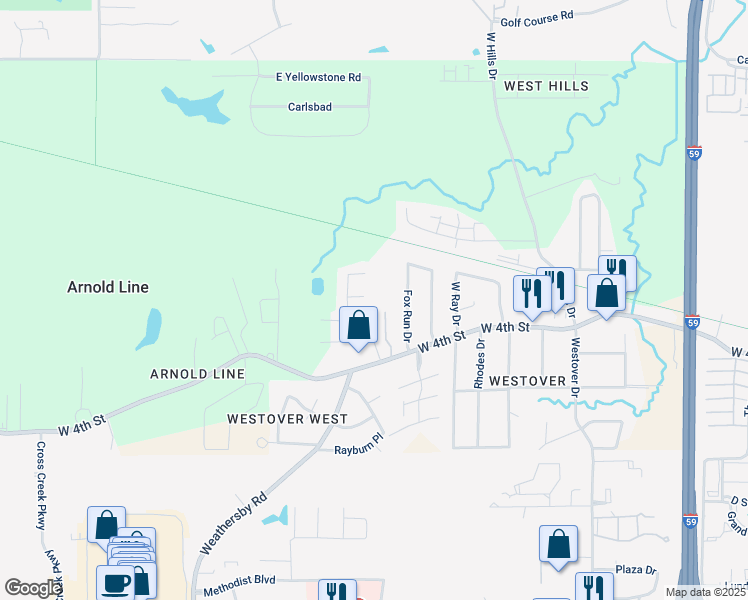 map of restaurants, bars, coffee shops, grocery stores, and more near 108 Beth Circle in Hattiesburg
