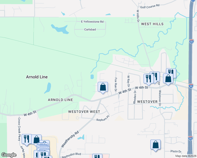 map of restaurants, bars, coffee shops, grocery stores, and more near 111 Clarence Ray Drive in Hattiesburg
