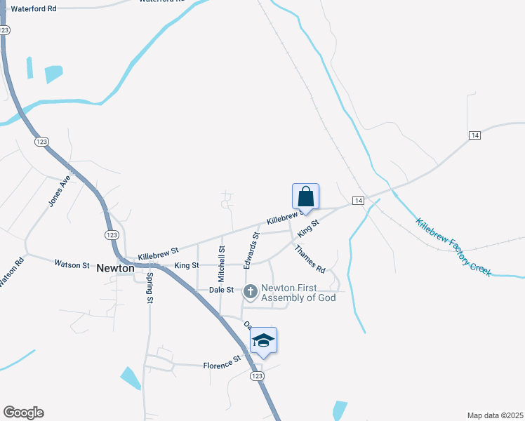 map of restaurants, bars, coffee shops, grocery stores, and more near 700-704 Killebrew Street in Newton