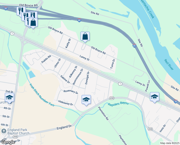 map of restaurants, bars, coffee shops, grocery stores, and more near 1707 Donegal Drive in Alexandria