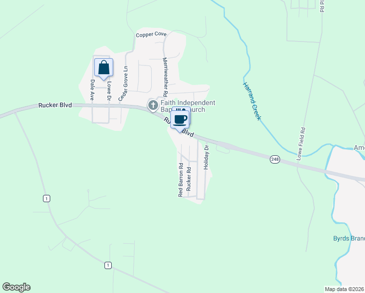 map of restaurants, bars, coffee shops, grocery stores, and more near 4700 Rucker Road in Enterprise