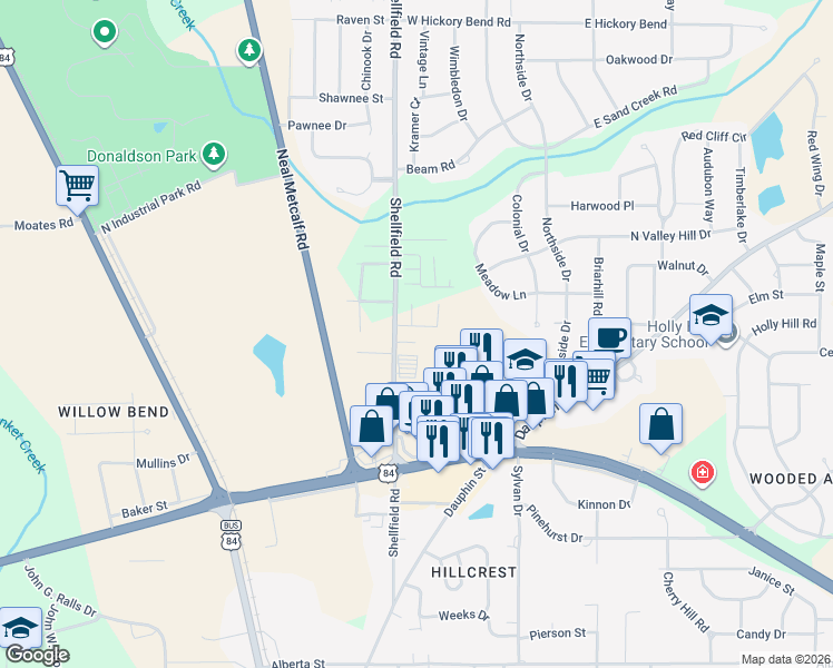 map of restaurants, bars, coffee shops, grocery stores, and more near 311 Eagle Landing in Enterprise