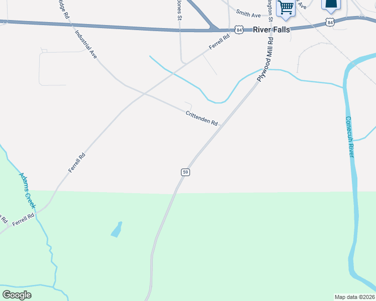 map of restaurants, bars, coffee shops, grocery stores, and more near 26599 Plywood Mill Road in Andalusia