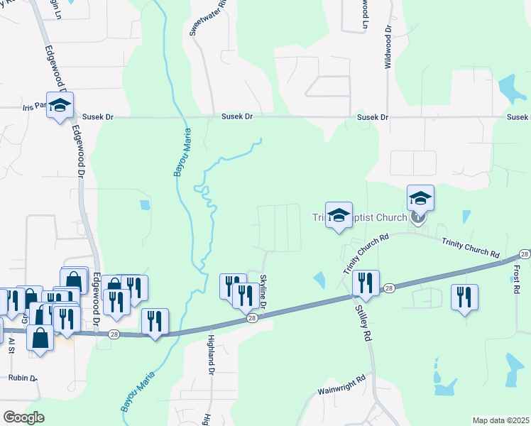 map of restaurants, bars, coffee shops, grocery stores, and more near 410 Crossover Dr in Pineville