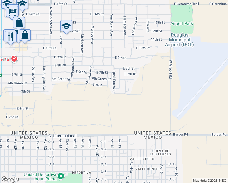 map of restaurants, bars, coffee shops, grocery stores, and more near 1975 East 4th Street in Douglas