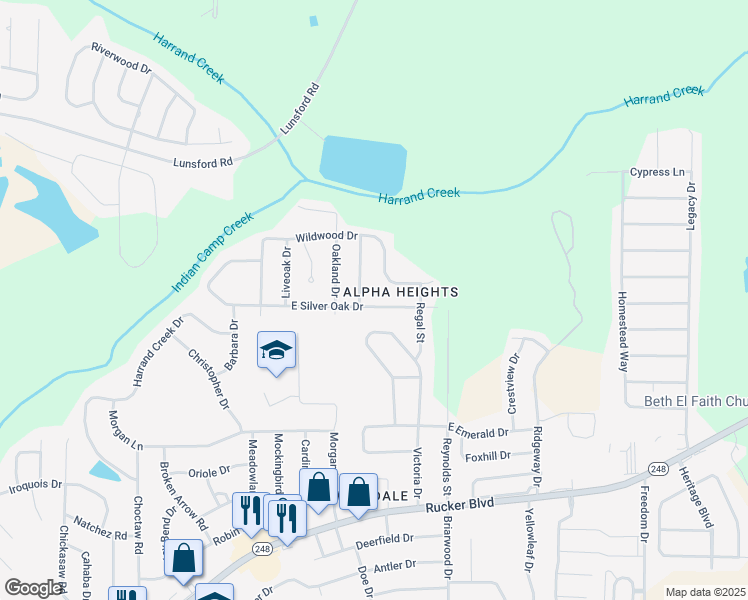 map of restaurants, bars, coffee shops, grocery stores, and more near 503 E Silver Oak Dr in Enterprise