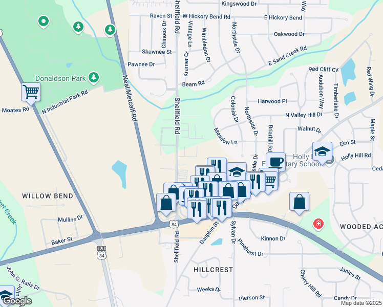 map of restaurants, bars, coffee shops, grocery stores, and more near 313 Eagle Landing in Enterprise