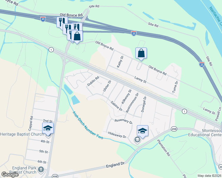 map of restaurants, bars, coffee shops, grocery stores, and more near 1723 Ulster Drive in Alexandria