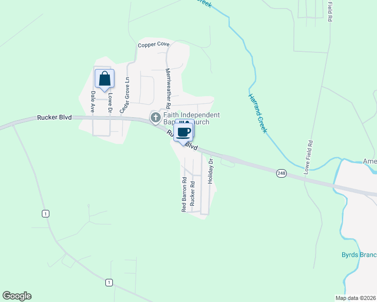 map of restaurants, bars, coffee shops, grocery stores, and more near 4700 Rucker Road in Enterprise