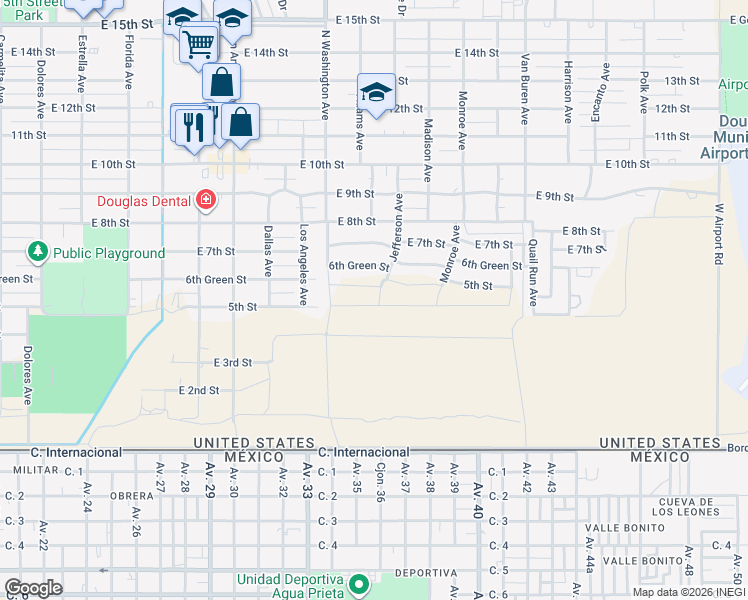 map of restaurants, bars, coffee shops, grocery stores, and more near 2100-2298 4th Street in Douglas