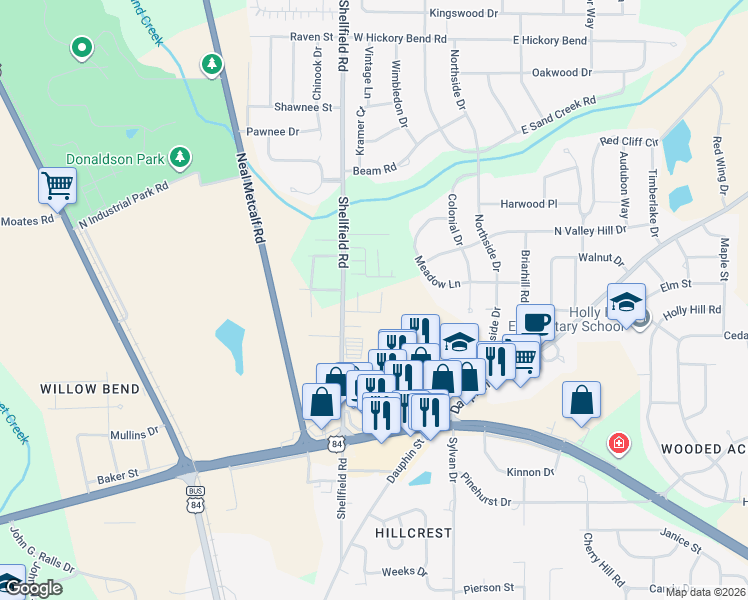 map of restaurants, bars, coffee shops, grocery stores, and more near 311 Eagle Landing in Enterprise