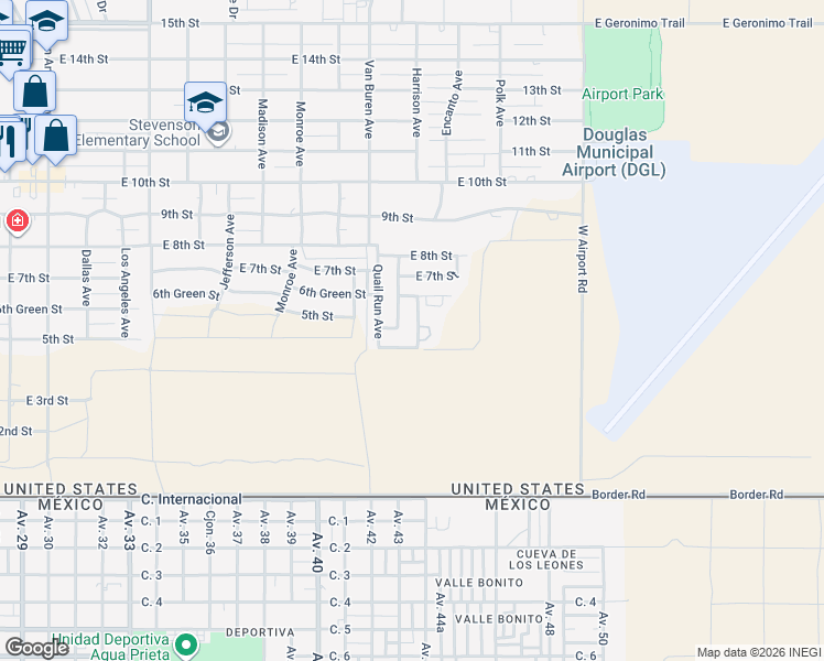 map of restaurants, bars, coffee shops, grocery stores, and more near 412 North Christine Avenue in Douglas