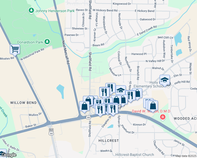 map of restaurants, bars, coffee shops, grocery stores, and more near 313 Eagle Landing in Enterprise
