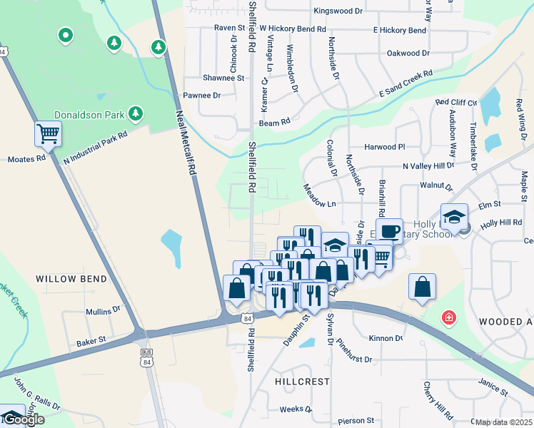 map of restaurants, bars, coffee shops, grocery stores, and more near 313 Eagle Landing in Enterprise