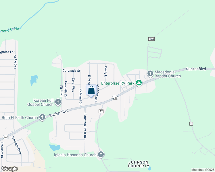 map of restaurants, bars, coffee shops, grocery stores, and more near 206 Clearview Drive in Enterprise