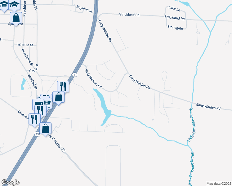 map of restaurants, bars, coffee shops, grocery stores, and more near 298 Walden Pond Road in Headland