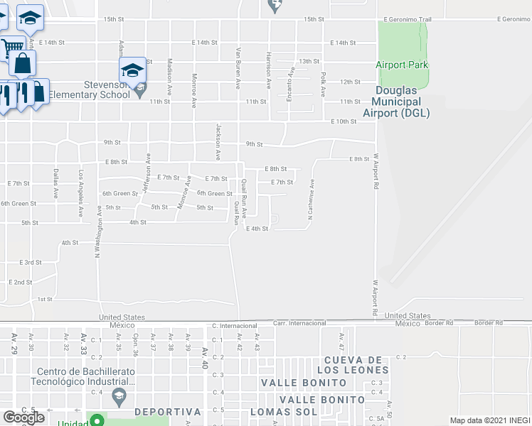 map of restaurants, bars, coffee shops, grocery stores, and more near 418 North Christine Avenue in Douglas