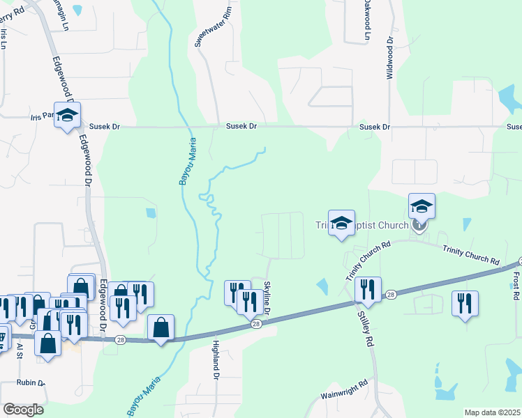 map of restaurants, bars, coffee shops, grocery stores, and more near 410 Crossover Dr in Pineville
