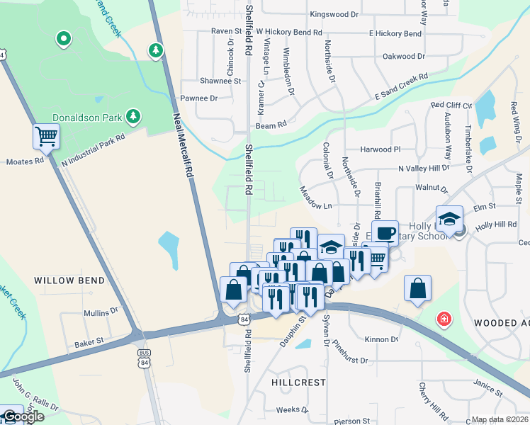 map of restaurants, bars, coffee shops, grocery stores, and more near 311 Eagle Landing in Enterprise