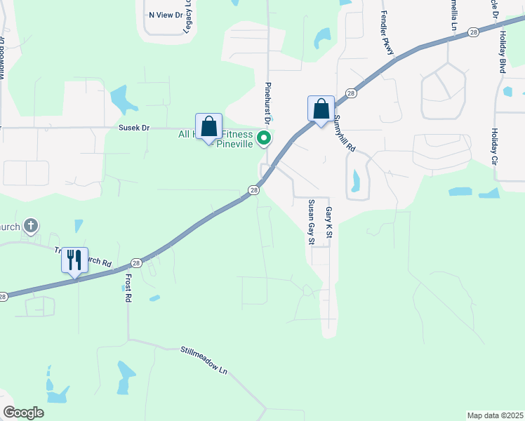 map of restaurants, bars, coffee shops, grocery stores, and more near 405 Ocho Rios in Pineville