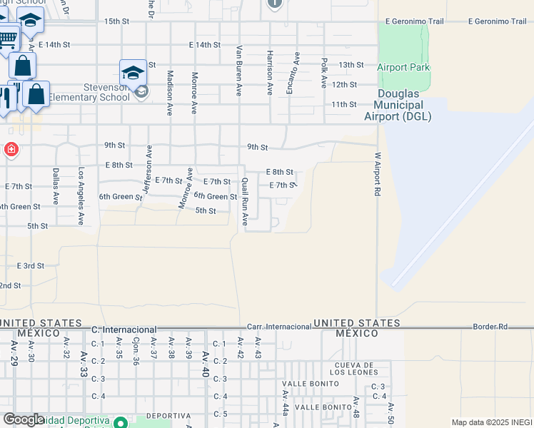 map of restaurants, bars, coffee shops, grocery stores, and more near 420 North Christine Avenue in Douglas