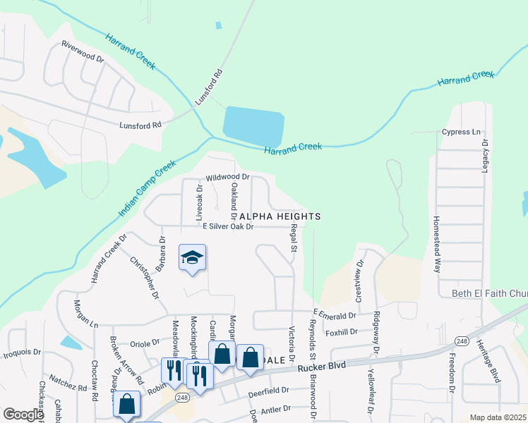 map of restaurants, bars, coffee shops, grocery stores, and more near 503 East Silver Oak Drive in Enterprise
