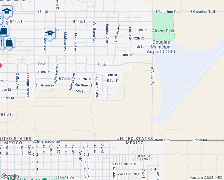 map of restaurants, bars, coffee shops, grocery stores, and more near 2701 6th Green Street in Douglas